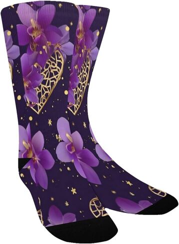Starry Purple Bloom Flowers Hiking Socks - Toddler Boys & Girls Warm Thick Thermal Winter Crew Socks for School, Daily Wear & Outdoor Activities in Saudi Arabia