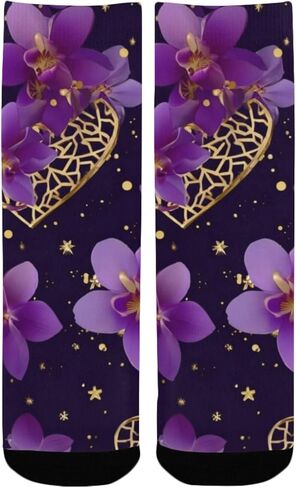 Starry Purple Bloom Flowers Hiking Socks - Toddler Boys & Girls Warm Thick Thermal Winter Crew Socks for School, Daily Wear & Outdoor Activities in Saudi Arabia