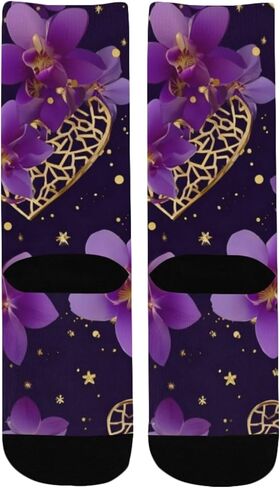 Starry Purple Bloom Flowers Hiking Socks - Toddler Boys & Girls Warm Thick Thermal Winter Crew Socks for School, Daily Wear & Outdoor Activities in Saudi Arabia