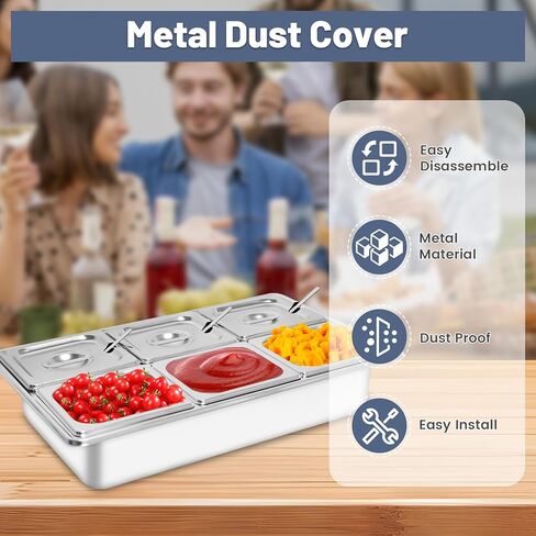 Countertop Ice Food Serving Display Tray with 6 Pan, Portable Salad Bar Buffet Station for Home, Cold Food Buffet Server, Pizza Topping Station, Cold Buffet Table Serving Station for Party in Kuwait