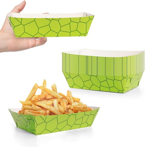 50 عبوة من صواني الطعام لحفلات السلحفاة، لوازم حفلات أعياد الميلاد، صواني ناتشو تحت عنوان السلحفاة، حاملات من الورق المقوى، صواني تقديم يمكن التخلص منها in Kuwait