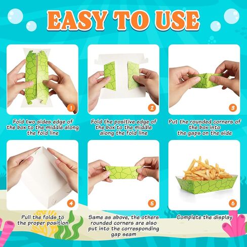 50 عبوة من صواني الطعام لحفلات السلحفاة، لوازم حفلات أعياد الميلاد، صواني ناتشو تحت عنوان السلحفاة، حاملات من الورق المقوى، صواني تقديم يمكن التخلص منها in Kuwait