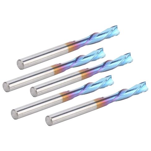 5Pcs Milling 2 Flute Straight Shank, Tungsten Steel CNC Carved End Mill, 3175x12x40mm. Router Bit, Blue Coating for Engraving, Cutting Low Carbon Steel, Aluminum, Copper, Iron in Saudi Arabia