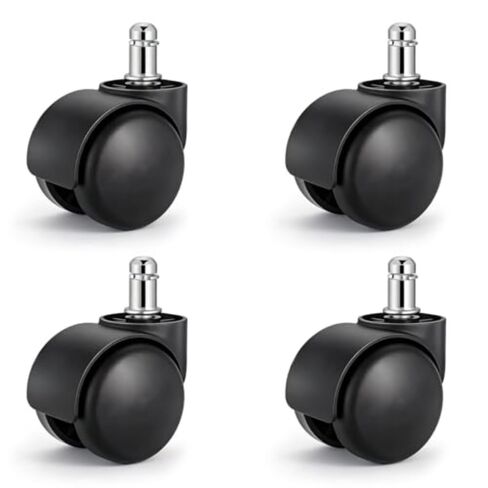4 Pcs Caster Wheels Furniture, 2 Inch Swivel Casters PU Universal Replacement Wheels with 7/16" x 7/8" Stem for Cabinet Shelf Cart Desk, Black in Saudi Arabia
