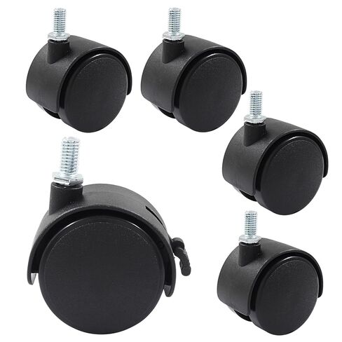 Hordion 5 Pcs 2 Inch Nylon Caster Wheels, Furniture Caster Wheels Threaded Stem Casters with Brake, M8 Threaded Caster Wheel Replacement for Cart, Coffee Table (Capacity 66Lbs) in Saudi Arabia