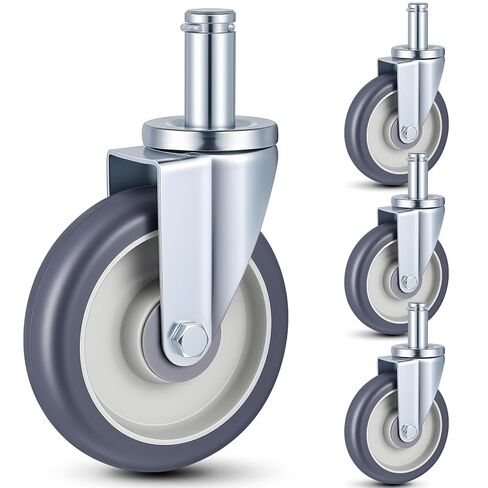 Aurelema 4 Pack 5" Caster Wheels Compatible with Metro Shelving, Grip Ring Stem Swivel Casters with Non-Marking TPR Wheels and Double Ball Bearings for Wire Shelving Racks Kitchen Lab Warehouse in Saudi Arabia