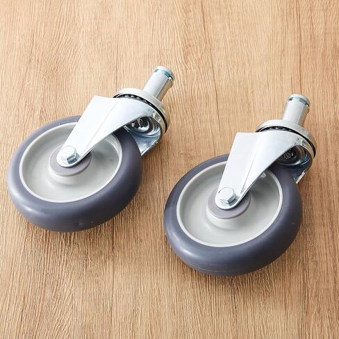 Aurelema 4 Pack 5" Caster Wheels Compatible with Metro Shelving, Grip Ring Stem Swivel Casters with Non-Marking TPR Wheels and Double Ball Bearings for Wire Shelving Racks Kitchen Lab Warehouse in Saudi Arabia