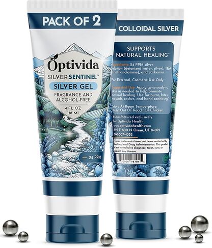 OPTIVIDA Colloidal Silver Gel for Wound Care, Natural Topical Skin Healing | Nano-Silver Topical Gel for Wounds, Burns, Rashes, Skin Irritations, Unscented in Saudi Arabia