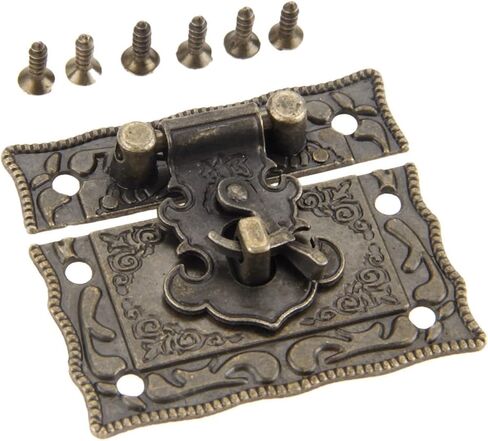 Latch Lock Antique Bronze Box Latch Clasps Decorative Buckle Jewelry Gift Vintage Wooden Box Hasp Latch Hook with Screws Funiture Hardware in Saudi Arabia