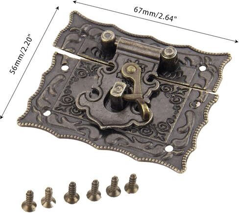 Latch Lock Antique Bronze Box Latch Clasps Decorative Buckle Jewelry Gift Vintage Wooden Box Hasp Latch Hook with Screws Funiture Hardware in Saudi Arabia