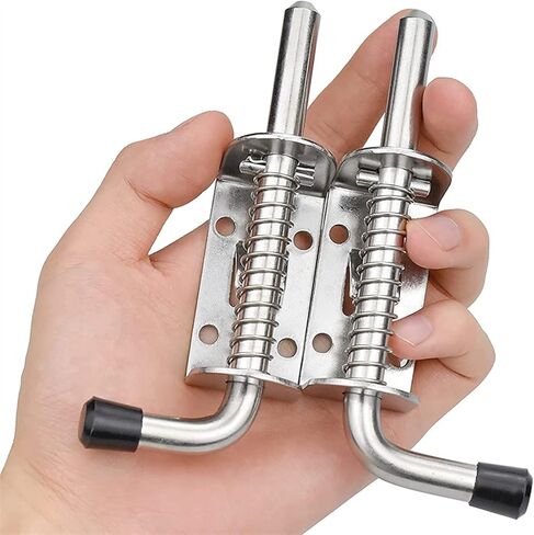 Slide Latch,Gate Bolt Lock,Bolt Sliding Door Lock, 2Pcs Garage Door Lock Latch Spring Latch Stainless Steel Spring Bolts Latches Security Barrel Bolt Latch Cabinet s Hardware (Color : 2 in Saudi Arabia