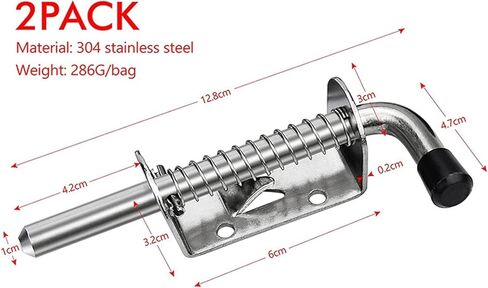 Slide Latch,Gate Bolt Lock,Bolt Sliding Door Lock, 2Pcs Garage Door Lock Latch Spring Latch Stainless Steel Spring Bolts Latches Security Barrel Bolt Latch Cabinet s Hardware (Color : 2 in Saudi Arabia