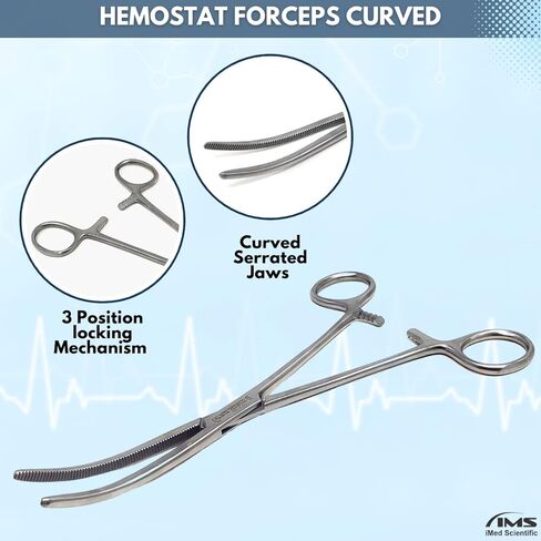 2 Piece Curved & Straight 8" Hemostat Set, Stainless Steel Locking Tweezer Clamps - Ideal Hemostats for Nurses, Fishing Forceps, Crafts and Hobby in Kuwait