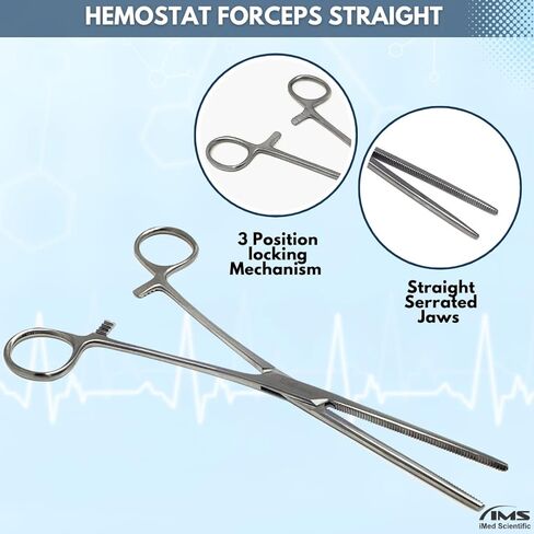 2 Piece Curved & Straight 8" Hemostat Set, Stainless Steel Locking Tweezer Clamps - Ideal Hemostats for Nurses, Fishing Forceps, Crafts and Hobby in Kuwait
