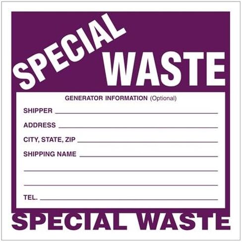 Special Waste Industrial Labels, 6 x 6 inches, Vinyl, Pack of 100 in Saudi Arabia