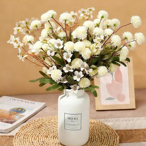 Artificial Flowers Fall Decor - 12 Bundles Faux Silk Mums UV Resistant Chrysanthemums Bouquet Kiku Flowers for Wedding, Home, Outdoor Autumn Table Vase Arrangement in Kuwait