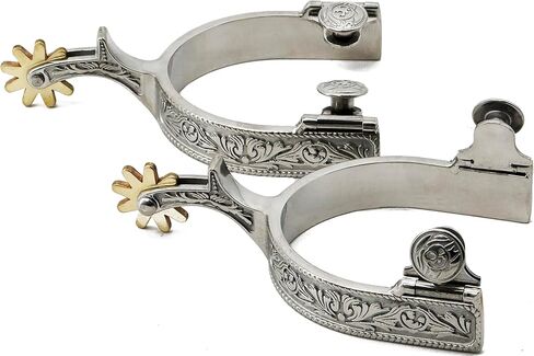 Jeereal Western Floral Stainless Steel Spurs with Spur Straps for Men and Women, 3/4" Iron, 1.0" Shank in Saudi Arabia