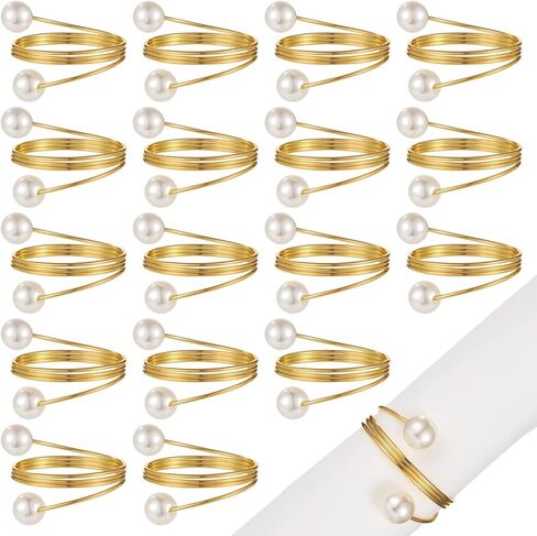 100 PCS Golden Napkin Rings, Faux Pearl Golden Metal Napkin Holders, Elegant Table Decor for Dinner Parties, Weddings, Holidays, Banquets, Reusable Napkin Ring for Table Setting in Saudi Arabia