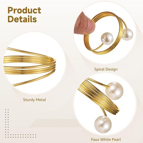 100 PCS Golden Napkin Rings, Faux Pearl Golden Metal Napkin Holders, Elegant Table Decor for Dinner Parties, Weddings, Holidays, Banquets, Reusable Napkin Ring for Table Setting in Saudi Arabia