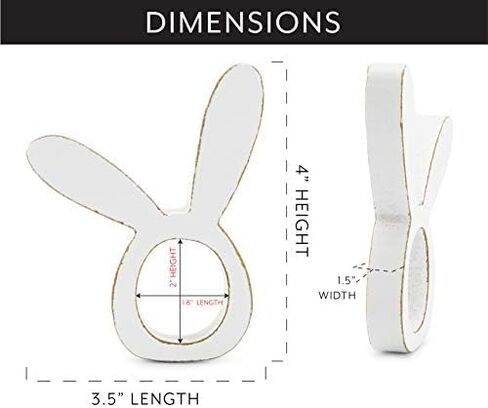 حلقات مناديل أرنب بتصميم AuldHome (مجموعة من 4)؛ حلقات منديل خشبية لأذن أرنب عيد الفصح والعطلات in Kuwait