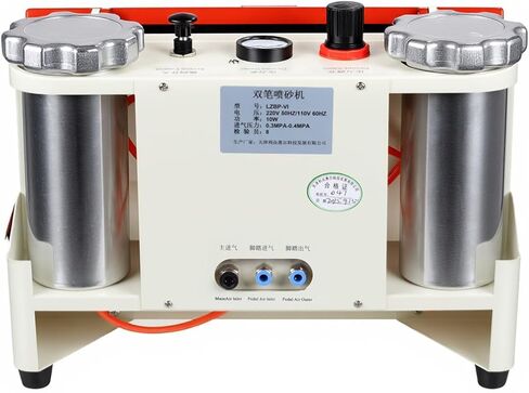 USA Professional Lab Sandblaster With 2 Pens & 2 Tanks,Foot Pedal Control Sandblasting Equipment With LED and Large View Window in Kuwait