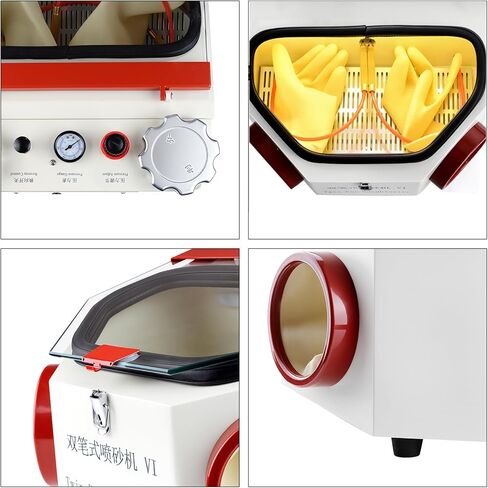 USA Professional Lab Sandblaster With 2 Pens & 2 Tanks,Foot Pedal Control Sandblasting Equipment With LED and Large View Window in Kuwait