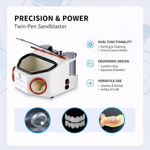 Sandblaster Double Pen Sand Blasting Machine Large View WindowLED Lamp with 2 Iron Cups in Kuwait