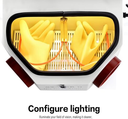 Sandblaster Double Pen Sand Blasting Machine Large View WindowLED Lamp with 2 Iron Cups in Kuwait