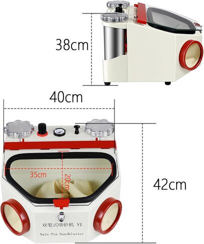 Sandblaster Double Pen Sand Blasting Machine Large View WindowLED Lamp with 2 Iron Cups in Kuwait