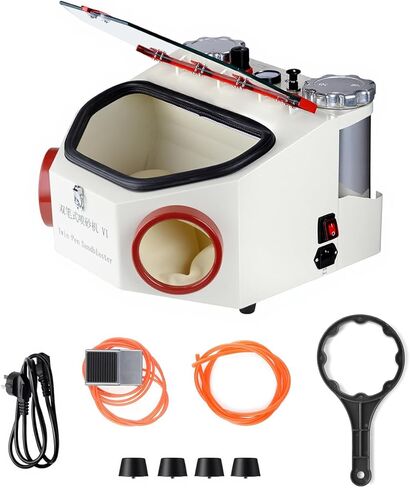 Sandblaster Double Pen Sand Blasting Machine Large View WindowLED Lamp with 2 Iron Cups in Kuwait