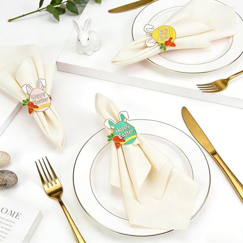 Easter Egg Napkin Rings Set of 6 Bunny Ear Napkin Ring Holders,Happy Easter Table Decor for Rustic Farmhouse Brunch Dinner Spring Holiday Family Gathering,Hostess Gift & Basket Stuffer in Saudi Arabia