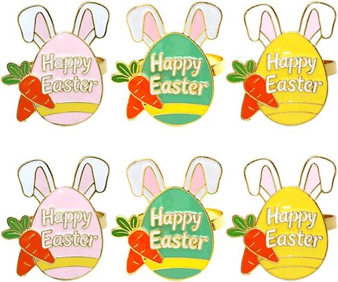 Easter Egg Napkin Rings Set of 6 Bunny Ear Napkin Ring Holders,Happy Easter Table Decor for Rustic Farmhouse Brunch Dinner Spring Holiday Family Gathering,Hostess Gift & Basket Stuffer in Saudi Arabia
