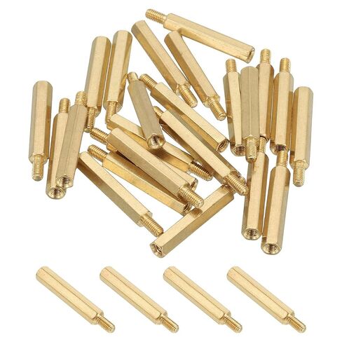 PATIKIL M4 Brass Hex Standoff, 25 Pcs PCB Motherboard Spacer Screws for Drone Quadcopter Computer Build Electronic Projects Circuit Board, Gold (M4 x 30mm+6mm) in Saudi Arabia