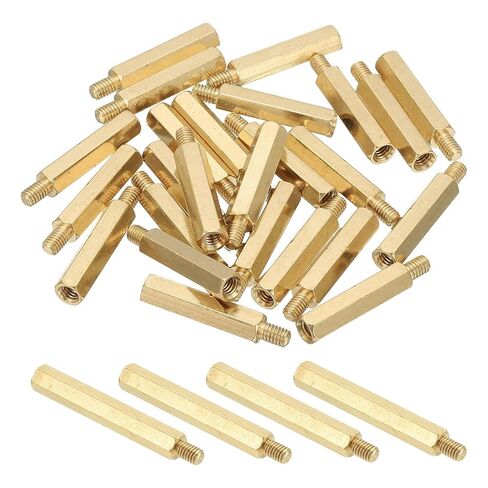 PATIKIL M4 Brass Hex Standoff, 25 Pcs PCB Motherboard Spacer Screws for Drone Quadcopter Computer Build Electronic Projects Circuit Board, Gold (M4 x 30mm+6mm) in Saudi Arabia