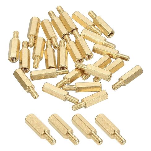PATIKIL M4 Brass Hex Standoff, 25 Pcs PCB Motherboard Spacer Screws for Drone Quadcopter Computer Build Electronic Projects Circuit Board, Gold (M4 x 30mm+6mm) in Saudi Arabia