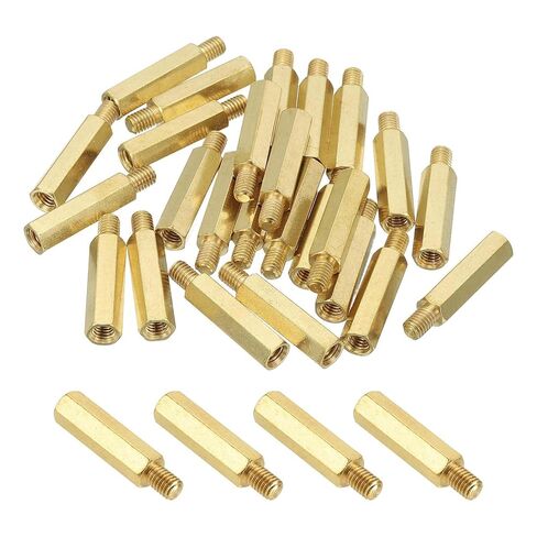 PATIKIL M4 Brass Hex Standoff, 25 Pcs PCB Motherboard Spacer Screws for Drone Quadcopter Computer Build Electronic Projects Circuit Board, Gold (M4 x 30mm+6mm) in Saudi Arabia