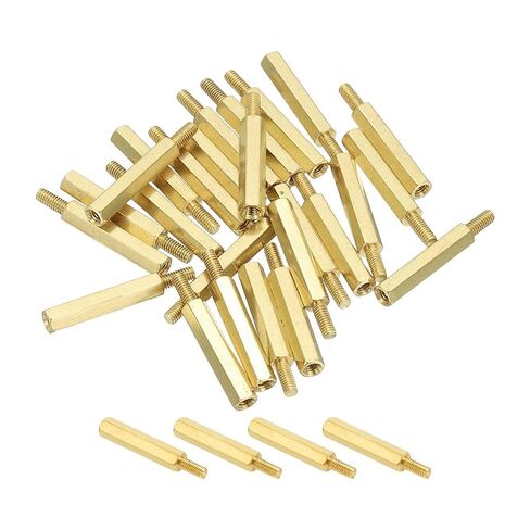 PATIKIL M4 Brass Hex Standoff, 25 Pcs PCB Motherboard Spacer Screws for Drone Quadcopter Computer Build Electronic Projects Circuit Board, Gold (M4 x 30mm+6mm) in Saudi Arabia