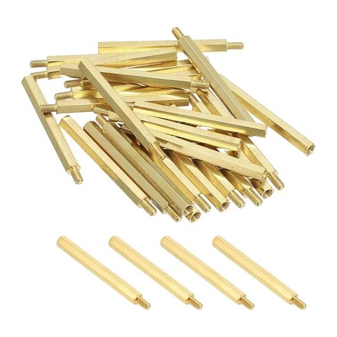 PATIKIL M4 Brass Hex Standoff, 25 Pcs PCB Motherboard Spacer Screws for Drone Quadcopter Computer Build Electronic Projects Circuit Board, Gold (M4 x 30mm+6mm) in Saudi Arabia