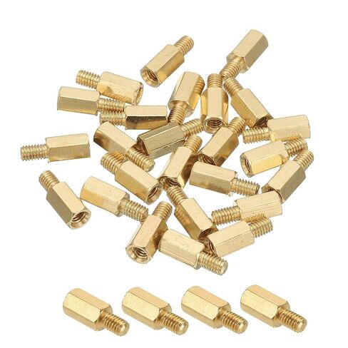 PATIKIL M4 Brass Hex Standoff, 25 Pcs PCB Motherboard Spacer Screws for Drone Quadcopter Computer Build Electronic Projects Circuit Board, Gold (M4 x 30mm+6mm) in Saudi Arabia