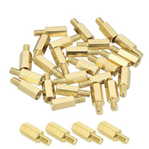 PATIKIL M4 Brass Hex Standoff, 25 Pcs PCB Motherboard Spacer Screws for Drone Quadcopter Computer Build Electronic Projects Circuit Board, Gold (M4 x 30mm+6mm) in Saudi Arabia