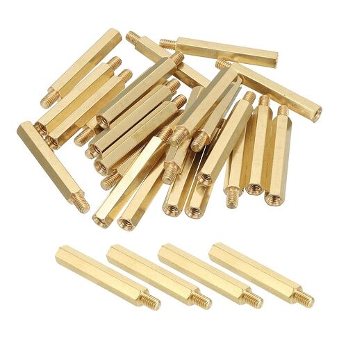 PATIKIL M4 Brass Hex Standoff, 25 Pcs PCB Motherboard Spacer Screws for Drone Quadcopter Computer Build Electronic Projects Circuit Board, Gold (M4 x 30mm+6mm) in Saudi Arabia