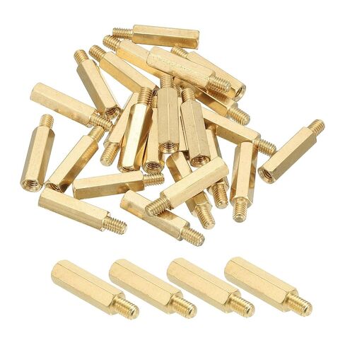 PATIKIL M4 Brass Hex Standoff, 25 Pcs PCB Motherboard Spacer Screws for Drone Quadcopter Computer Build Electronic Projects Circuit Board, Gold (M4 x 30mm+6mm) in Saudi Arabia