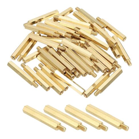 PATIKIL M4 Brass Hex Standoff, 50 Pcs PCB Motherboard Spacer Screws for Drone Quadcopter Computer Build Electronic Projects Circuit Board, Gold (M4 x 14mm+6mm) in Saudi Arabia