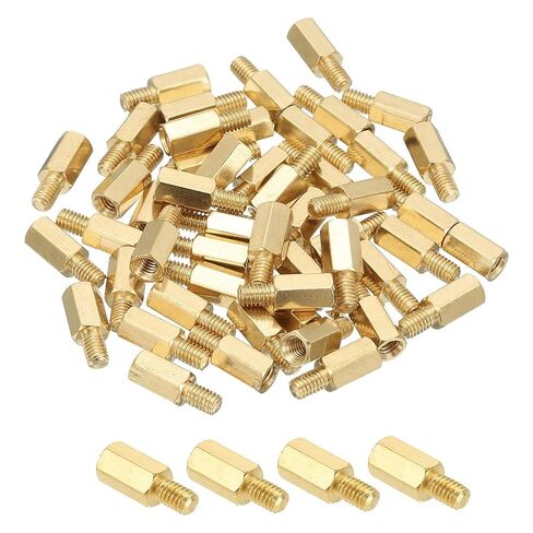 PATIKIL M4 Brass Hex Standoff, 50 Pcs PCB Motherboard Spacer Screws for Drone Quadcopter Computer Build Electronic Projects Circuit Board, Gold (M4 x 14mm+6mm) in Saudi Arabia