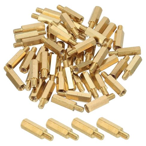 PATIKIL M4 Brass Hex Standoff, 50 Pcs PCB Motherboard Spacer Screws for Drone Quadcopter Computer Build Electronic Projects Circuit Board, Gold (M4 x 14mm+6mm) in Saudi Arabia