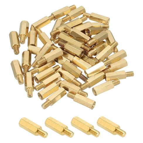 PATIKIL M4 Brass Hex Standoff, 50 Pcs PCB Motherboard Spacer Screws for Drone Quadcopter Computer Build Electronic Projects Circuit Board, Gold (M4 x 14mm+6mm) in Saudi Arabia