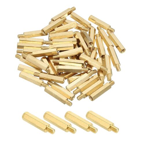 PATIKIL M4 Brass Hex Standoff, 50 Pcs PCB Motherboard Spacer Screws for Drone Quadcopter Computer Build Electronic Projects Circuit Board, Gold (M4 x 14mm+6mm) in Saudi Arabia