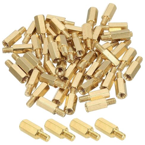 PATIKIL M4 Brass Hex Standoff, 50 Pcs PCB Motherboard Spacer Screws for Drone Quadcopter Computer Build Electronic Projects Circuit Board, Gold (M4 x 14mm+6mm) in Saudi Arabia