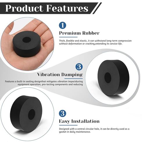8 PCS Multi Purpose Rubber Spacer, 1-9/16" OD x 1/2" ID x 3/5" Thickness Rubber Washers for Screws, Anti Vibration Pads for Bolts, Car, Boat, Home (40 * 12 * 15mm) in Kuwait