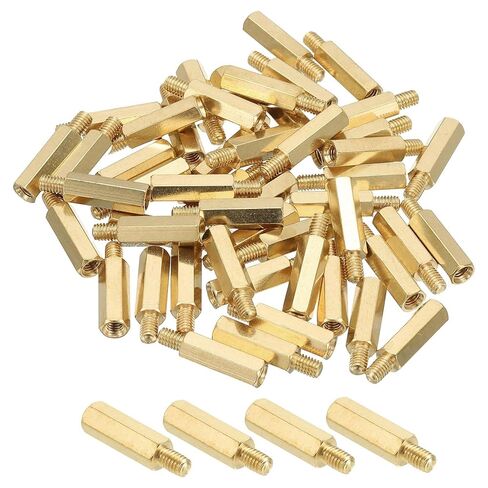PATIKIL M4 Brass Hex Standoff, 50 Pcs PCB Motherboard Spacer Screws for Drone Quadcopter Computer Build Electronic Projects Circuit Board, Gold (M4 x 14mm+6mm) in Saudi Arabia